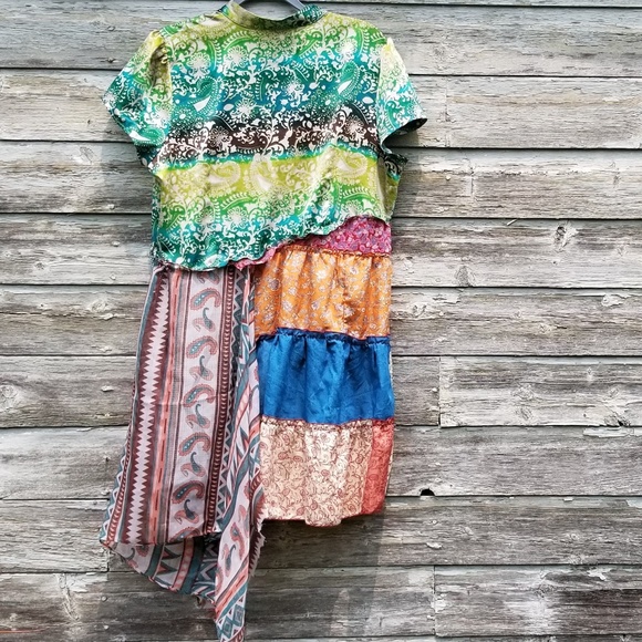 Tunic Floral Print Vneck Trapeze Shirt Dress - Picture 5 of 5